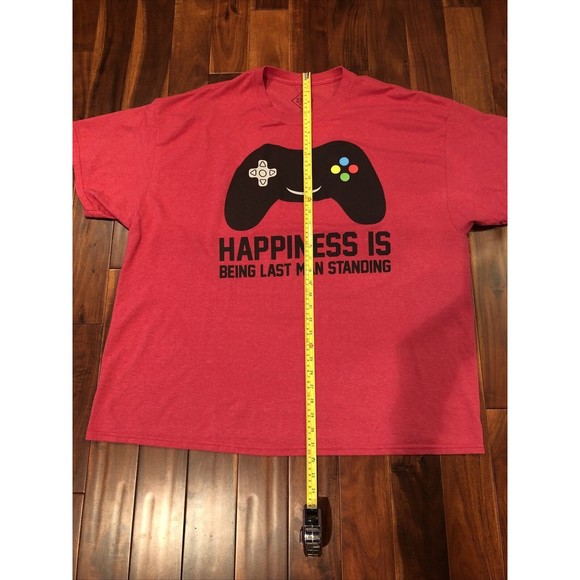Men's Gaming Controller T-Shirt “Happiness Is Being Last Man Standing” 3XL Red - Picture 4 of 8